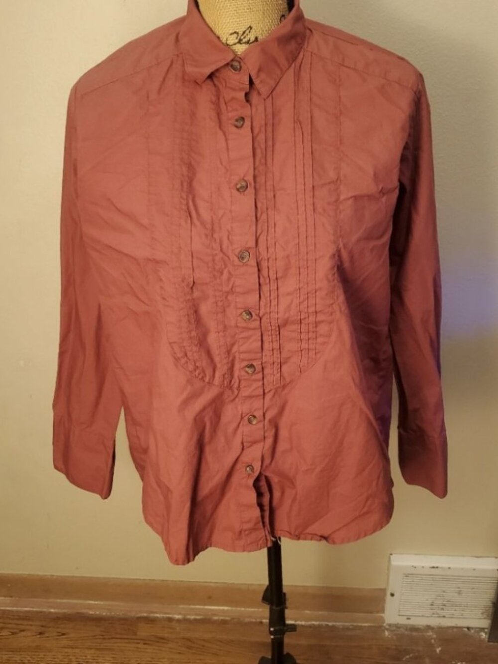 Free People Red Tux Embellished Button Down Top Size XS Dark Americana Victoria